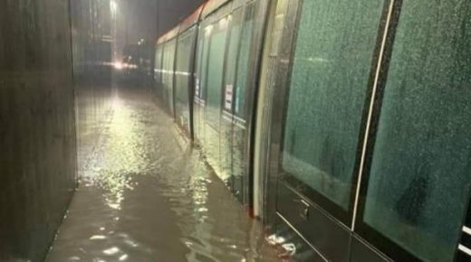 اضطراب كبير في الحركة على مستوى شبكة طرامواي الدار البيضاء بسبب الأمطار الغزيرة