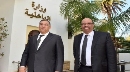 2.05.2018.Rabat.Abdelouafi Laftit ministre de l'Intérieur et Noureddine Boutayeb ministre délégué auprès du ministre de l'Intérieur lors d’une réunion élargie consacrée au suivi de la situation d’approvisionnement et des prix des produits de base.notant qu’un numéro de téléphone national sera mis en place pour recevoir d’éventuelles plaintes des commerçants et des consommateurs concernant notamment les prix et l’approvisionnement.mounir Mehimdate/hespress