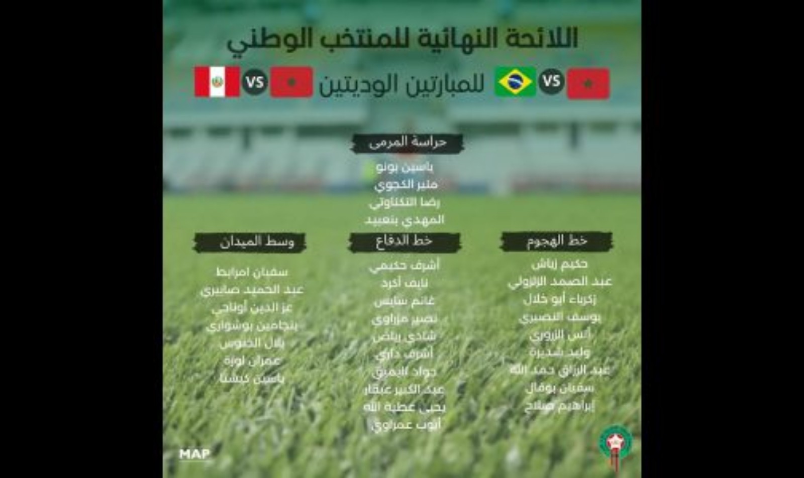 الناخب الوطني وليد الركراكي يستدعي لاعبا 30 لخوض وديتي البرازيل والبيرو