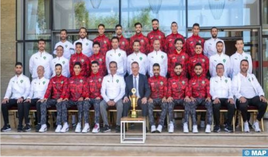 الجامعة الملكية المغربية لكرة القدم.. حفل استقبال على شرف المنتخب المغربي لكرة القدم داخل القاعة، بطل إفريقيا