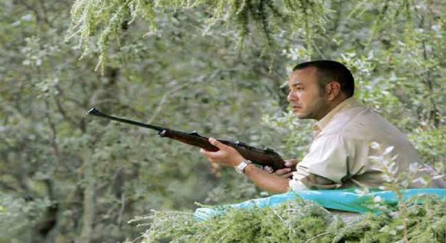 الملك محمد السادس يحملُ بنادق القنص في محميات بوزنيقة