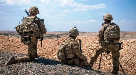 A group of U.S. Soldiers keeps an eye on the demarcation line during a security patrol outside Manbij, Syria, June 24, 2018. These independent, coordinated patrols with Turkish military forces help ensure the stability, safety and the continued defeat of ISIS in the region. (U.S. Army photo by Staff Sgt. Timothy R. Koster)